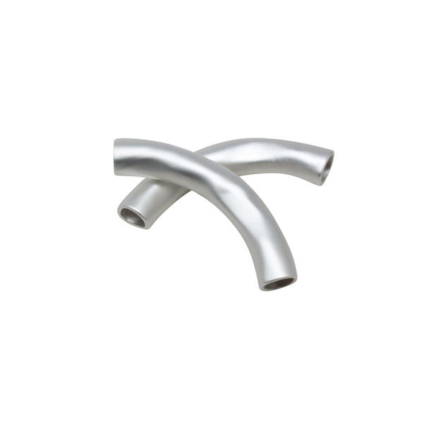 Matte Platinum Plated 47x7mm Curved Tube Bead
