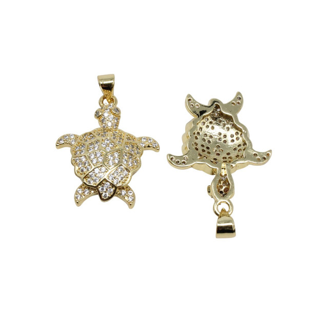 Gold Micro Pave Turtle Charm