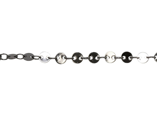 Gunmetal 4mm Round Disc Chain - Sold by 6 Inches