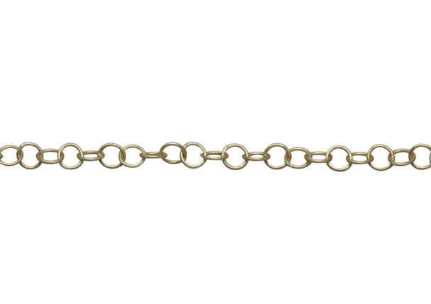 Satin Hamilton Gold 4.2x4mm Fine Round Cable Chain - Sold By 6 Inches