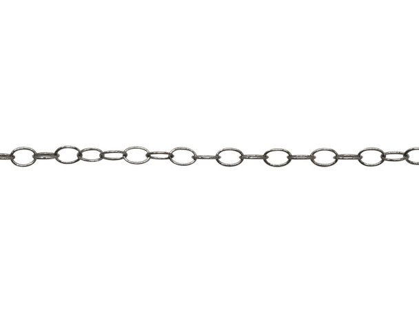 Gunmetal 4.2x4mm Fine Round Cable Chain - Sold By 6 Inches
