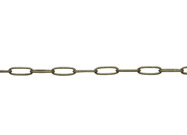 Antique Brass 7.9x2.3mm Paperclip Chain - Sold By 6 inches