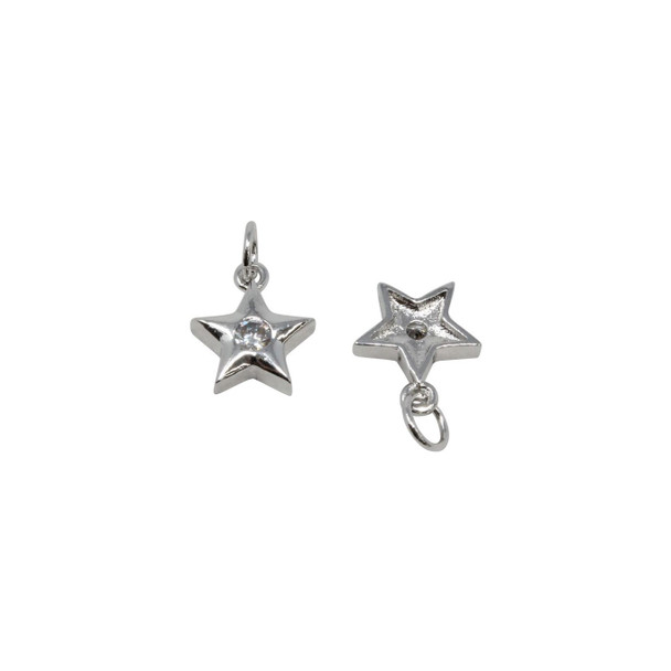 Rhodium Plated Micro Pave 9mm Star Charm