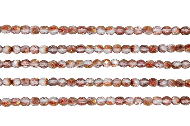 Fire Polish 4mm Faceted Round - Luster - Transparent Pink