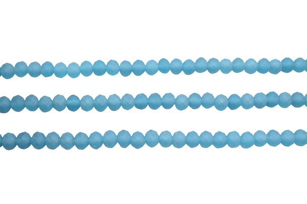 Glass Crystal Matte 4.5x5mm Faceted Rondelle - Ocean Blue