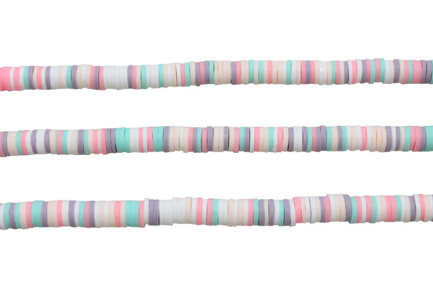 Polymer Clay 6mm Lilac, Pink, White, Mint Mix Disc