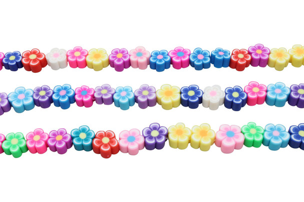 Polymer Clay 9-10mm Multi Color Flowers