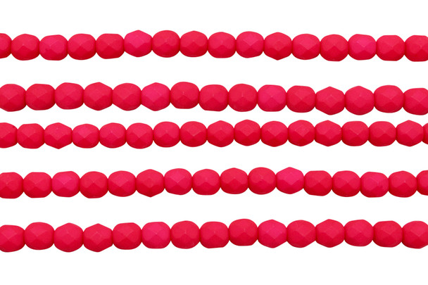 Fire Polish 6mm Faceted Round - Saturated Red