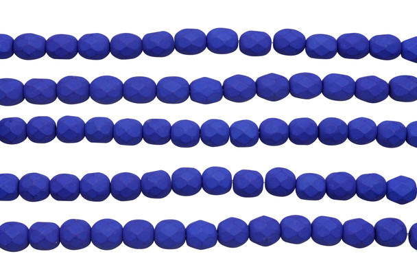Fire Polish 6mm Faceted Round - Neon Blue