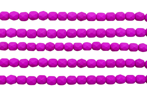 Fire Polish 6mm Faceted Round - Neon Purple