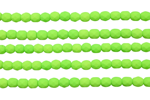 Fire Polish 6mm Faceted Round - Neon Lime