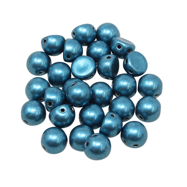 CzechMates® 7mm Cabochon 2 Hole Beads -- Metallic Quetzal Green