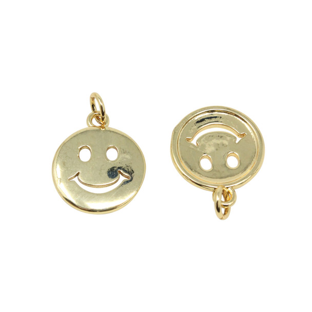 Gold Plated Smiley Face Happy 14mm Charm