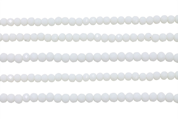 Glass Crystal Polished 3x4mm Faceted Rondelle - Opaque White