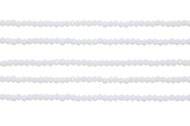 Glass Crystal Polished 2x3mm Faceted Rondelle - Opaque White