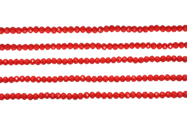 Glass Crystal Polished 3mm Faceted Rondelle - Opaque Red