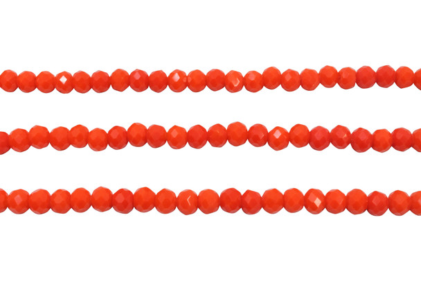 Glass Crystal Polished 5x5.5mm Faceted Rondelle - Opaque Orange