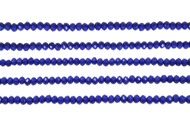 Glass Crystal Polished 3x4mm Faceted Rondelle - Opaque Royal Blue