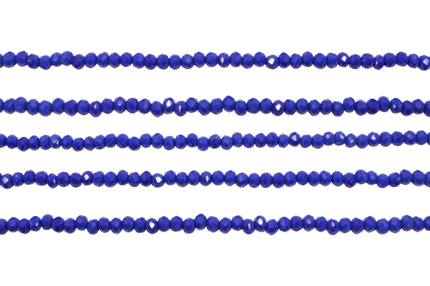Glass Crystal Polished 2.5x3mm Faceted Rondelle - Opaque Royal Blue