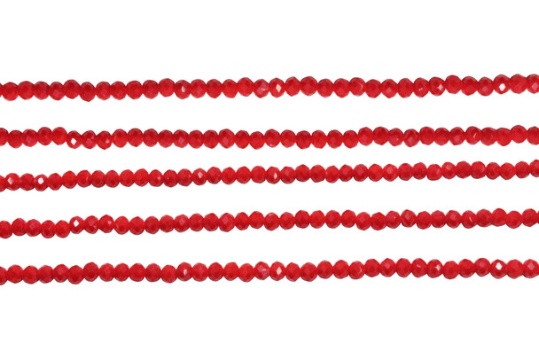 Glass Crystal Polished 3mm Faceted Rondelle - Opaque Dark Red