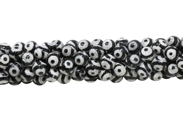 Tibetan Style Agate Black/White/Eye Polished 8mm Round