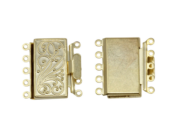 Gold Plated 5 Strand Box Clasp