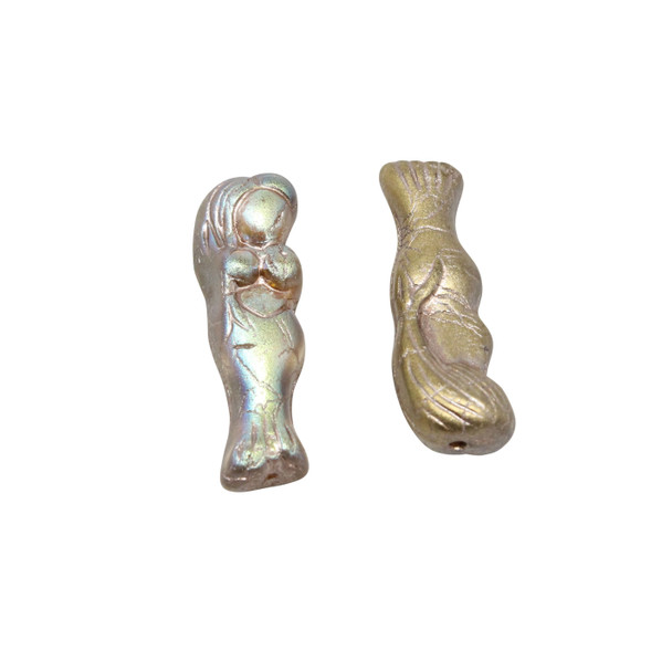 Czech Glass Mermaid - AB / Gold