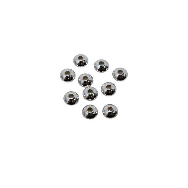 Sterling Silver Polished 3x2mm Saucer Beads - 10 Pieces