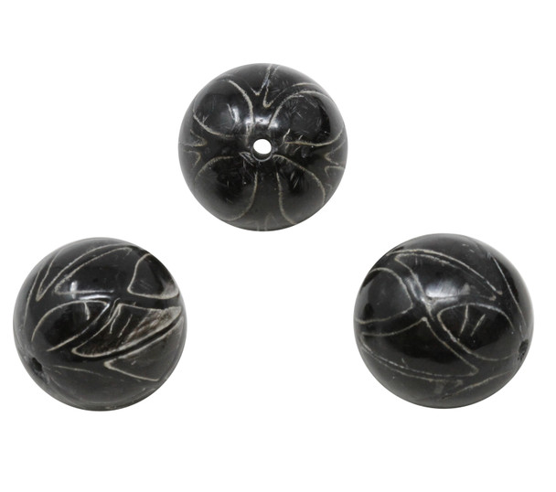 Buffalo Horn Half Matte 20mm Round Bead