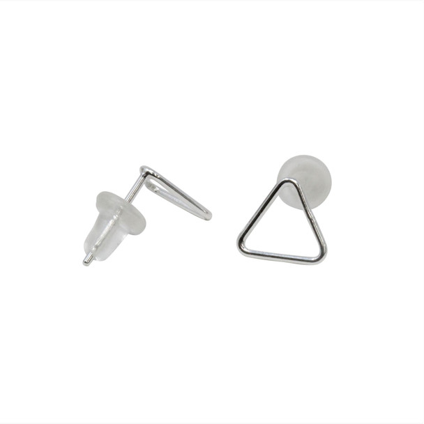 Sterling Silver 7mm Bubble Triangle Stud Earrings - Sold as a Pair