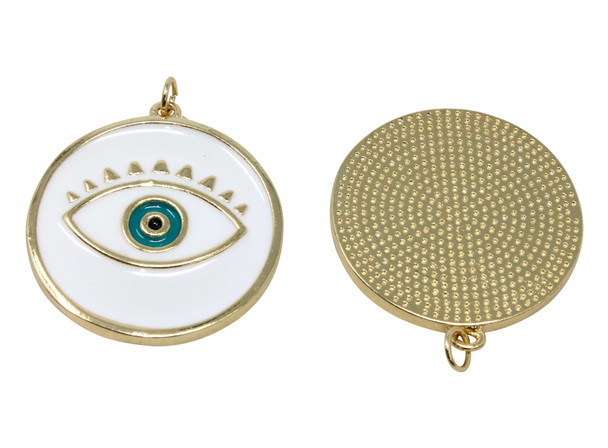 28mm White Evil Eye Enamel Pendant