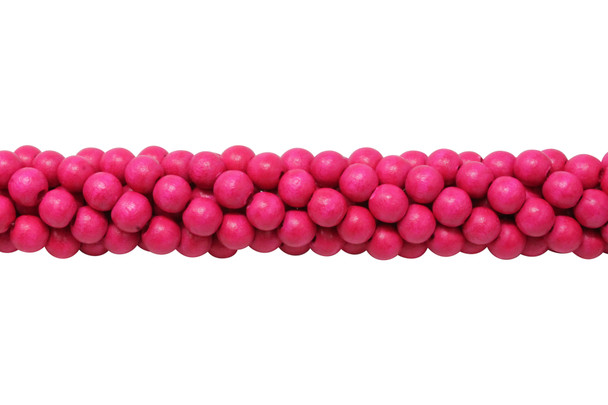 Dyed Hot Pink Wood Polished 8mm Round