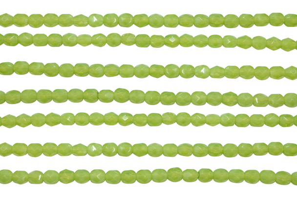 Fire Polish 4mm Faceted Round - Milky Dark Peridot
