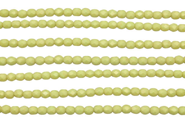 Fire Polish 4mm Faceted Round - Pacifica Honeydew