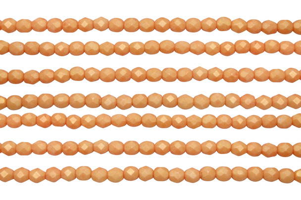 Fire Polish 4mm Faceted Round - Pacifica Tangerine