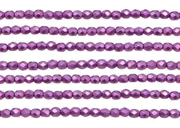Fire Polish 4mm Faceted Round - Metallic Spring Crocus