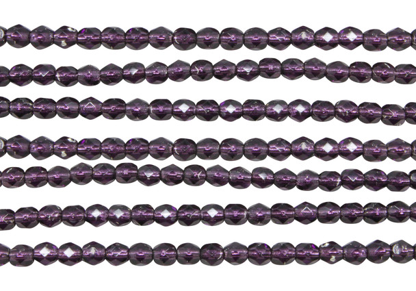 Fire Polish 4mm Faceted Round - Tanzanite - Silver Lined
