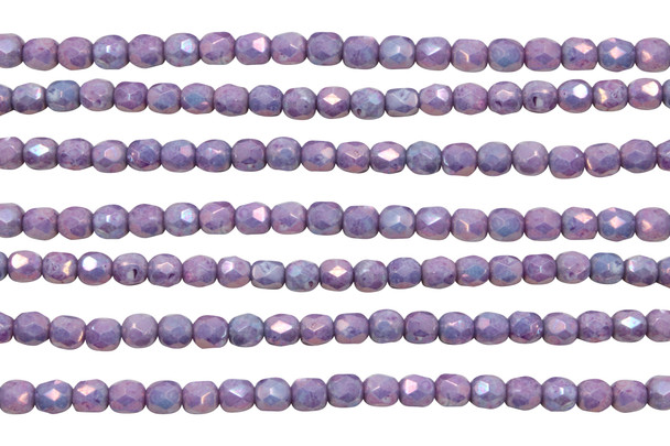 Fire Polish 4mm Faceted Round - Luster - Opaque Amethyst