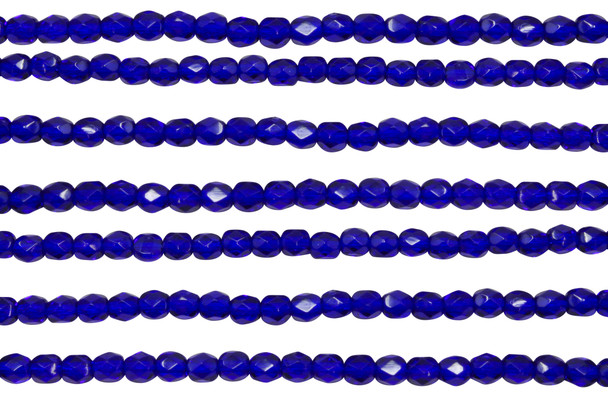Fire Polish 4mm Faceted Round - Cobalt