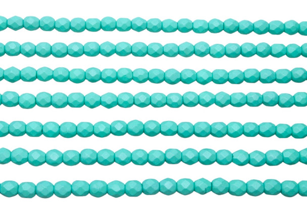 Fire Polish 4mm Faceted Round - Saturated Teal