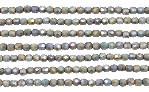Fire Polish 4mm Faceted Round - Luster - Opaque Green