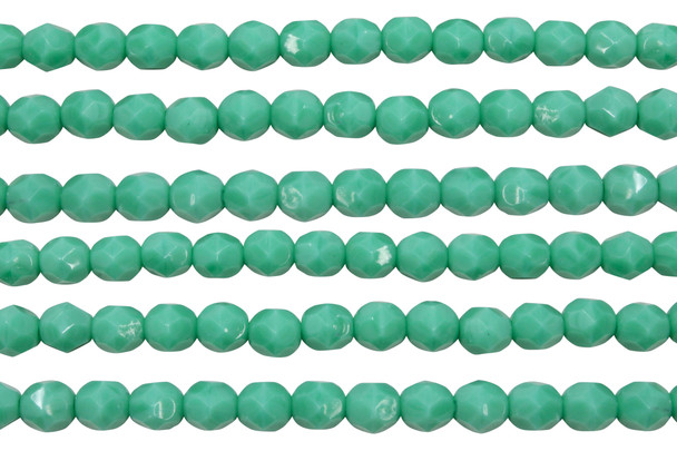 Fire Polish 6mm Faceted Round - Green Turquoise
