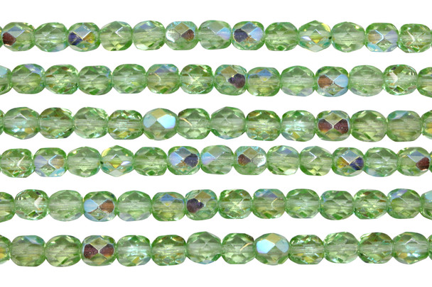 Fire Polish 6mm Faceted Round - Peridot AB