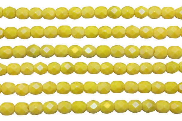 Fire Polish 6mm Faceted Round - Matte - Luster Iris Custard