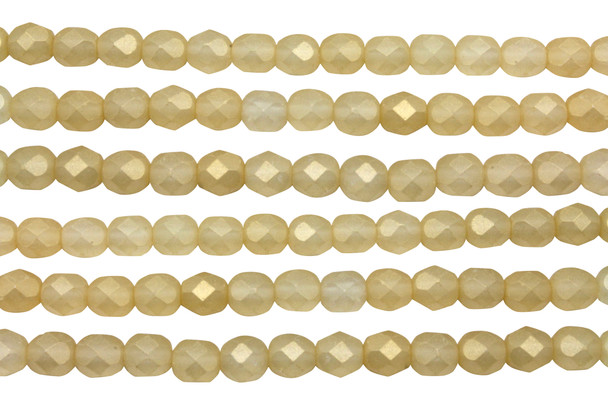 Fire Polish 6mm Faceted Round - Sueded Gold Lamé