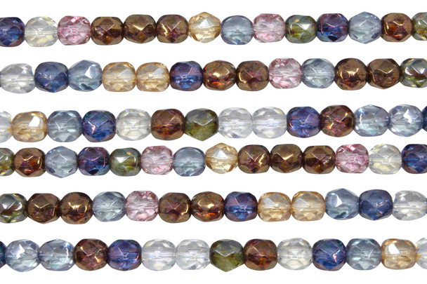 Fire Polish 6mm Faceted Round - Luster Mix