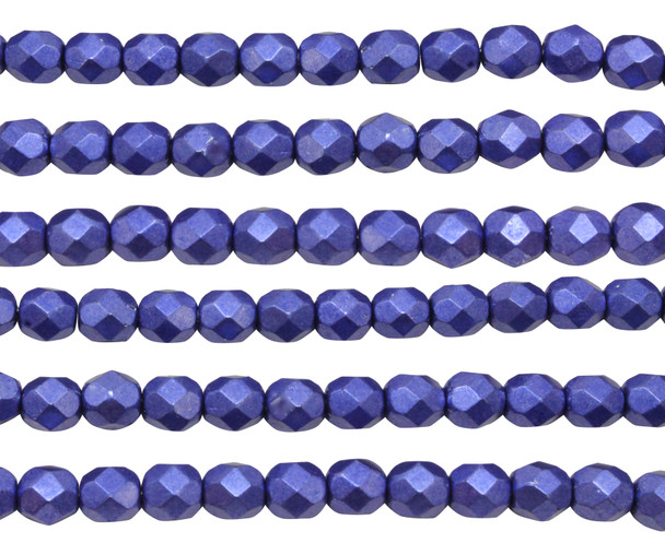 Fire Polish 6mm Faceted Round - Metallic Ultra Violet
