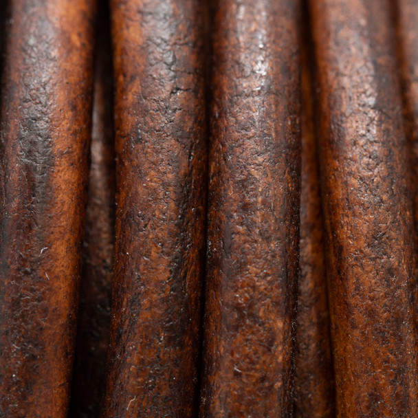 Natural Antique Brown 6mm Leather Cord - Sold by the Foot