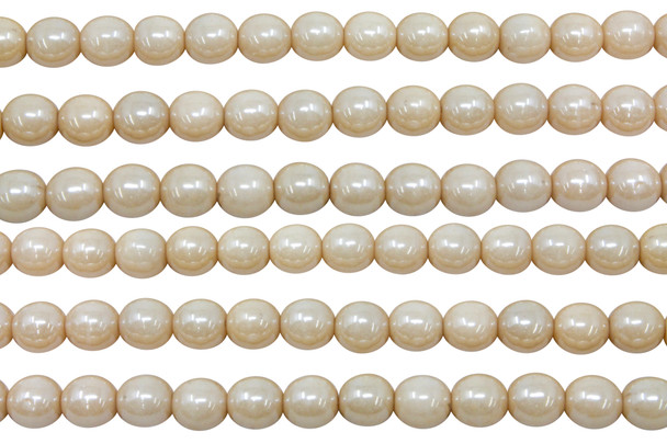 Czech Glass 6mm  Round -- Luster - Opaque Champagne