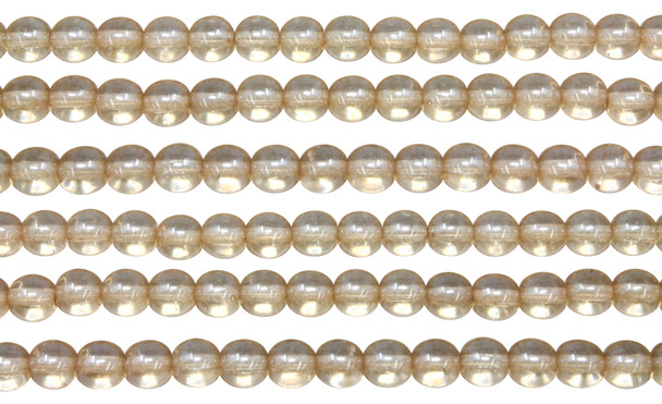 Czech Glass 6mm  Round -- Luster - Transparent Champagne